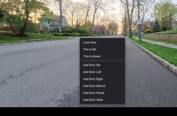 The picture's right-click menu, with This Is Me, This Is Ahead and the Add Shot options highlighted
